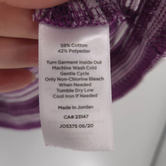 T by Talbots striped long sleeve shirt Size 2X purple textured knit scoop neck - Picture 6 of 7